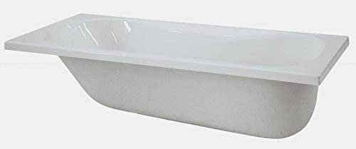 Badewanne Marke Novellini Calypso Standard, Einbaugröße 170 x 75 cm, Höhe 55 cm, Fassungsvermögen 180 Liter, rechteckige rechteckige Schale, traditionelle Acrylschale, weiß, glänzend, wendbar