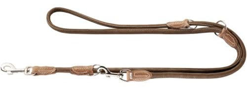 HUNTER Round and Soft Hunting Verstellbare Führleine für Hunde, rund, Leder, weich, robust, 0,6 x 200 cm, braun