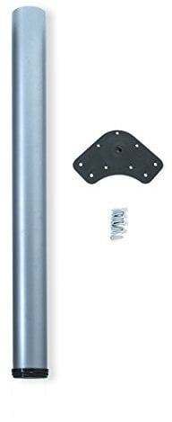 EMUCA - Pata de Mesa Regulable Ø60x870mm, Kit de 1 Pata de Escritorio, Acero, Altura Regulable 870-890mm, Acabado Gris Metalizado