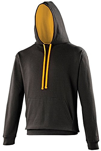 AWDis Men's Varsity Hoodie, Multicoloured (Jet Black/Orange Crush), XX-Large