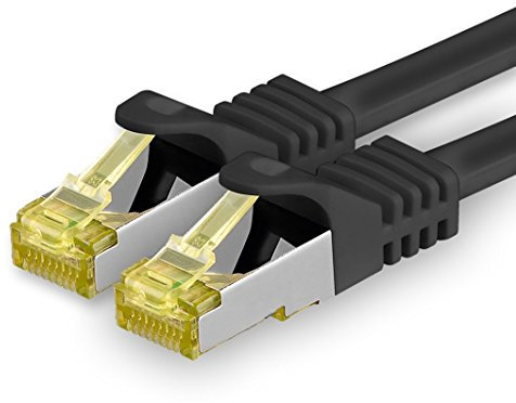 1aTTack.de Cavo di rete Ethernet Lan Cat.7 SFTP spina RJ45 Cat6a doppia schermatura 10000 Mbit/s compatibile con Cat5 Cat6 Cat6a Cat8 per switch Router Modem Patchpanel Nero / 1 pz 30m 30 metri
