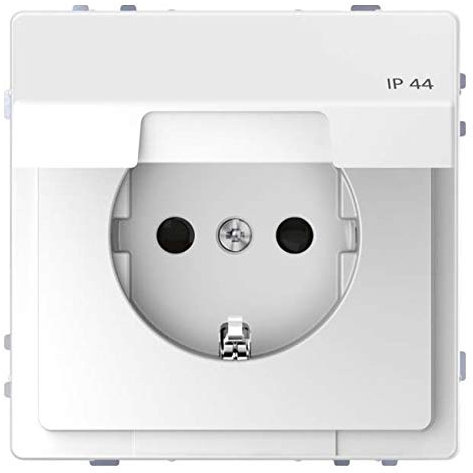 Merten MEG2314-6035 SCHUKO-Steckdose mit Klappd., IP44, BRS, Steckklemmen, Lotosweiß, System Design