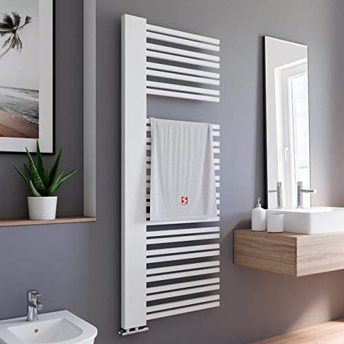 Schulte Badheizkörper Bologna, 161 x 60 cm, 933 Watt Leistung, Anschluss unten links, alpinweiß, Heizkörper mit Handtuchhalter-Funktion, H033021-4