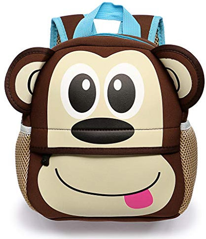 IGNPION, Rucksack für Kinder und Kleinkinder, süßes Zoo-Tier in 3D, Cartoon, Rucksack für Vorschule und Kindergarten, Schulranzen, affe