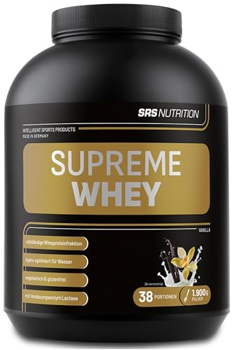 SRS Muscle - Supreme Whey XXL, 1.900 g, Vanille | Hydro-optimized Whey Protein | mit Enzym Laktase und Pro-B Vitaminen | aspartamfrei | deutsche Premiumqualität