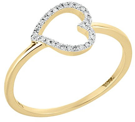 Ardeo Aurum Damenring aus 375 Gold Gelbgold mit 0,04 ct Diamant Brillant Herz-Ring Herzchen-Form