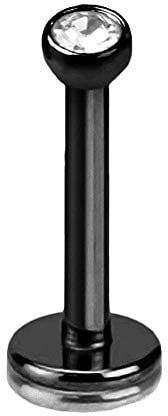 viva-adorno® 1 Stück Lippenpiercing Piercing Micro Stecker Zirkonia Innengewinde Größen Z399, schwarz 8mm