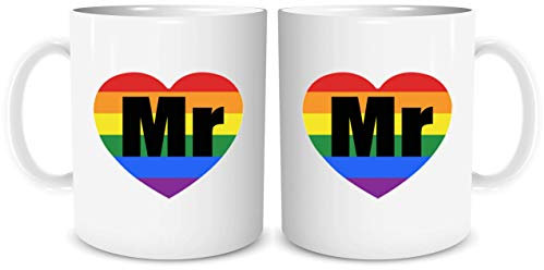 Mr and Mr Engagement Geschenk Gay Couple Coffee Mug Set Same Sex Present Cup Gay Wedding Present Same Sex Gift His and His Gifts Gay Pride Homo LGBT Love Heart Tassen WSDMUG1780