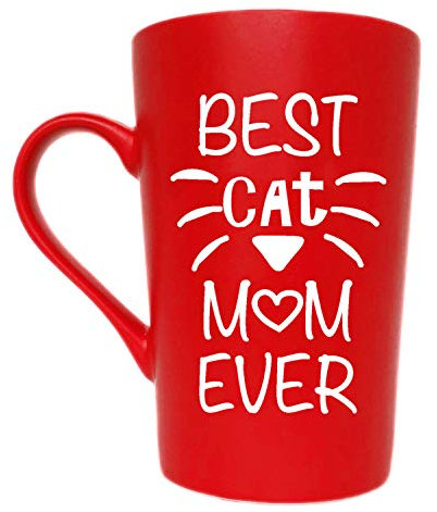 This Mothers Day Gifts Funny Cat Mum Coffee Mug Christmas Gifts, Best Cat Mum Ever Cute Cup from Daughter or Son, Red 12 Oz