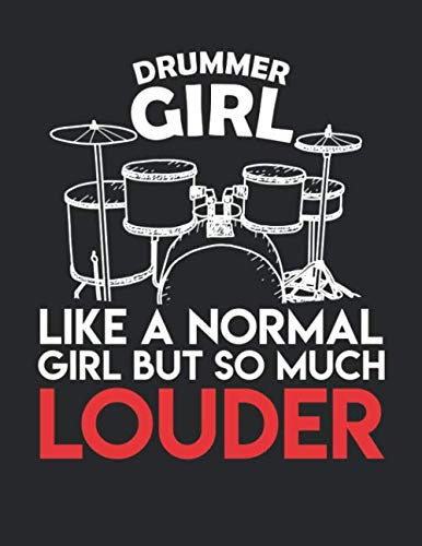 Notenheft: Das Notenbuch für alle Schlagzeuger ♦ über 100 blanko Seiten im A4 Format zum niederschreiben deiner besten Songs und Lieder ♦ Motiv: Drummer girl 2