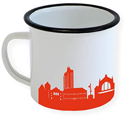 Emaille Tasse Osnabrück Retro Design - Emaille Becher Skyline in 5 Farben, Personalisierte Geschenk-idee Home Office Büro Zuhause Garten