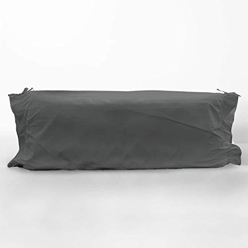 Pizuna Funda Almohada Algodon 45x115 cm, 400 Hilos, 100% Algodón Satinado de Lujo, Lote de 2 Fundas de Almohada con Elegante 10 cm Abiertos en Dos Lados - Gris Oscuro