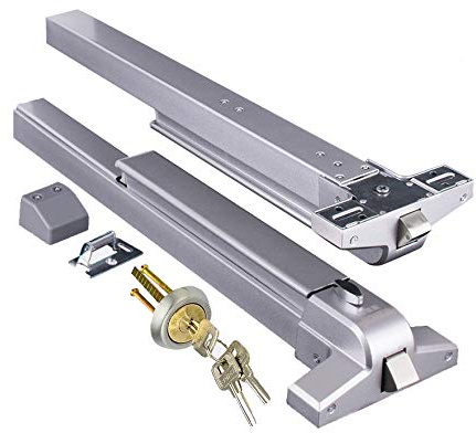 COOLOUS Barre de poussée anti-panique avec levier extérieur Serrure d'urgence en acier inoxydable pour porte en bois et métal