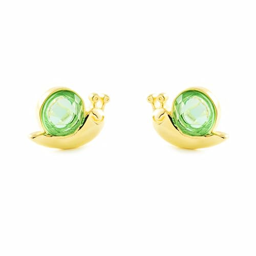 Schnecke Peridot Kinder Mädchen Ohrringe Gelbgold 9K - Garantiezertifikat - Mondepetit - 2598