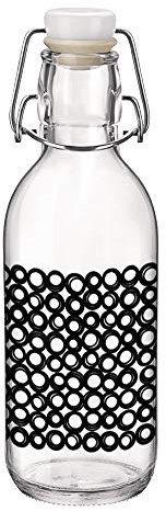 Water to Go 500ml Glass Swing Flip Top Lid Bottles Design Juice (Black Circles)