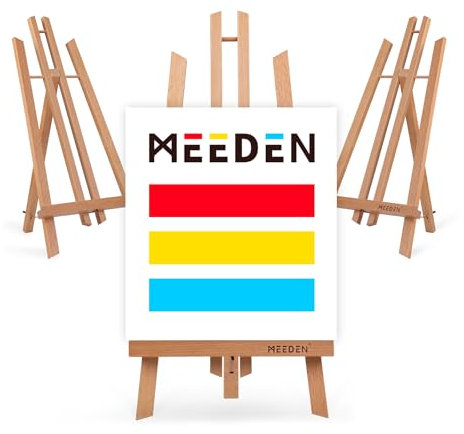 MEEDEN 3 Stück Tischstaffelei Holz, 50 cm Display Staffeleien, Kinder Staffelei Tisch, Bild Ständer Massives Buchenholz, Klappbar und Platzsparend, Hält Leinwände bis zu 45 cm