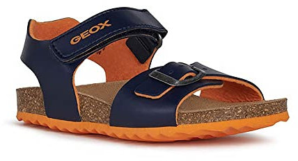 Geox Garçon J Ghita Boy B Sandales, Navy/Orange, 29 EU