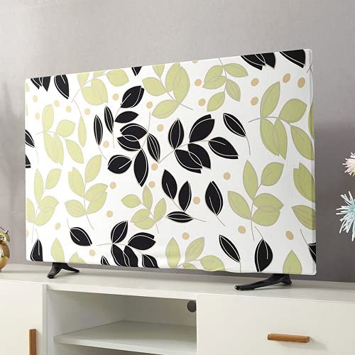 Jonscart Stretchable Dustproof Slipcover TV Screen Monitor Desktop Computer Dust Cover Protector Indoor Decor 22inch to 65inch (55inch,Leaf)