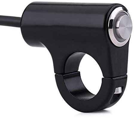 Ymiko 22mm 7/8 Zoll Motorrad Lenkerschalter Wasserdichter Lenker Scheinwerfer Bremsnebelscheinwerfer Switch ON/Off Schalter mit Kontrollleuchte für Motorradroller (Drucktaste, EIN-AUS, Schwarz)