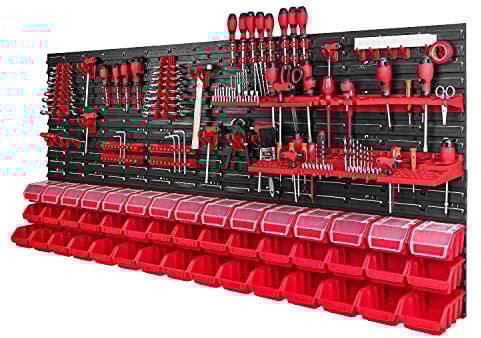 PAFEN Panneau Mural Porte-Outils - Rangement Outil - Armoire Garage - Tableau Organisation - Étagère Murale Empilable pour Atelier - 45 pièces - 1728 x 780 mm