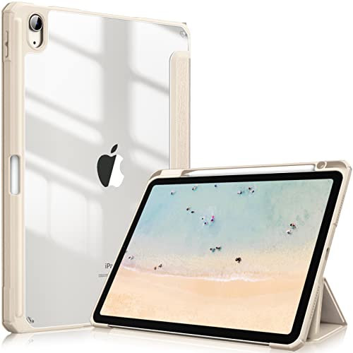 Fintie Hybrid Hülle für iPad Air 11 Zoll (M2) 2024, iPad Air 5./4. Generation 2022/2020 10.9 Zoll mit Stifthalter - Stoßfeste Schutzhülle mit transparenter Hartschale auf der Rückseite, Haferflocken