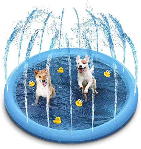 Piscina Perros, Aspersores para Niños y Perros de 100 cm contra Salpicaduras, Almohadillas de Agua Antideslizantes Engrosadas, Juguetes al Aire Libre en el jardín de Verano