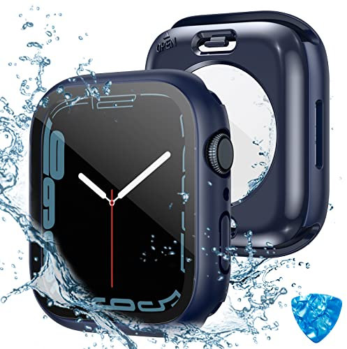 Tensea (2 in 1) for Waterproof Apple Watch Screen Protector Case 44mm SE 3/SE 2nd Generation/SE/Series 6/5/4 Accessories, 360 Front and Back, iWatch Face Cover with Tempered Glass for Women Men, 44 mm