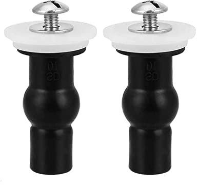 Roontin Toilet Seat Fittings Hinges Screws WC Blind Hole Fitting Nuts Screw Fixings Universal Toilet Lid Seats Replacement Parts Kit, 2 Piece (Black)