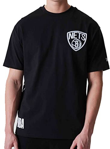 New Era Brooklyn Nets NBA Black White Oversized BP Neon T- Shirt