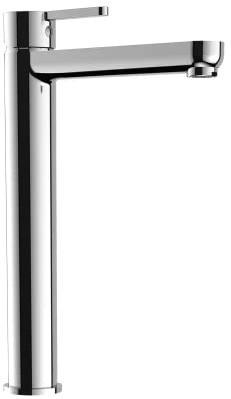 Parama Rubinetto per il Bagno Miscelatore Monocomando per Lavabo Alto interamente in Ottone con finitura Cromato Design Tondeggiante Moderno per Scarico Automatico modello Virna