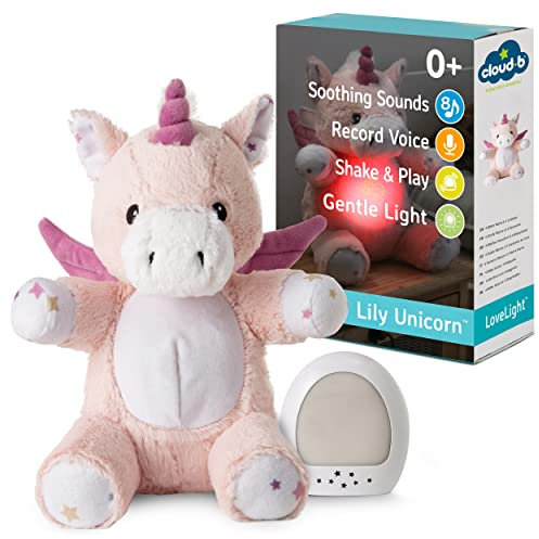 Cloud.b LoveLight™ Buddies - Lily das Einhorn | Beruhigende Klänge | Sprachaufnahme | Shake & Play | Sanftes Licht