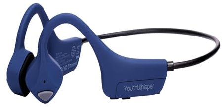 YouthWhisper Bone Conduction Headphones Bluetooth Wireless Sport Earphones Built-in Mic Multipoint Connection Sweatproof Open Ear Headset for Running Cycling Driving Workouts (Blue)