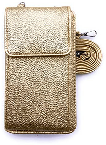stylx Kleine Handy Umhängetasche, Geldbörse Damen Brieftasche RFID Schutz Crossbody Handytasche Reisepass mit Kartenfächern und Verstellbarem Schultergurt (gold)