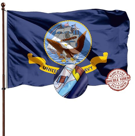 Drapeau d'extérieur double face bleu marine 10,2 x 15,2 cm – Polyester 240D robuste 3 plis Couleurs vives – Drapeau bleu marine – 4 rangées cousues et tête en toile avec 2 œillets en laiton