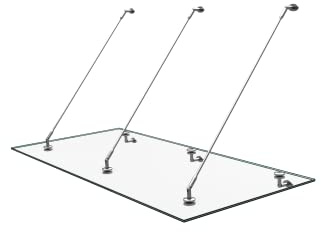 doporro Vordach für Haustür 90x200cm Glasvordach aus VSG mit SGP Folie | 3 Edelstahl Haltestangen Transparentes Glasvordach Regenschutz für Haustür