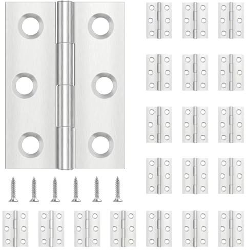 20 Stück Scharniere Klappbar 44mm × 31mm, Leryati Scharnier Edelstahl Klappbar Scharnierband Scharnier Klein Türscharnier für Türen Fenster, Klavierband Scharnier mit 120 Stück Schrauben