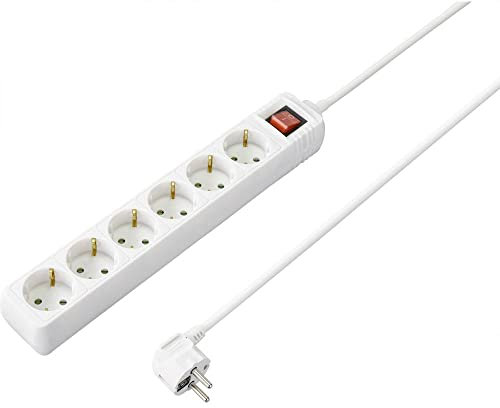 Sygonix SY-4891008 Steckdosenleiste mit Schalter 6fach Weiß Schutzkontakt 1 St.