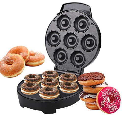 Electric Donut Maker,Double-Sided Heating For 7 Donuts,donut Mold Machine,Non-Stick Automatic Bread Baking Machine With Anti-Scald Handle Cake Donut Baking