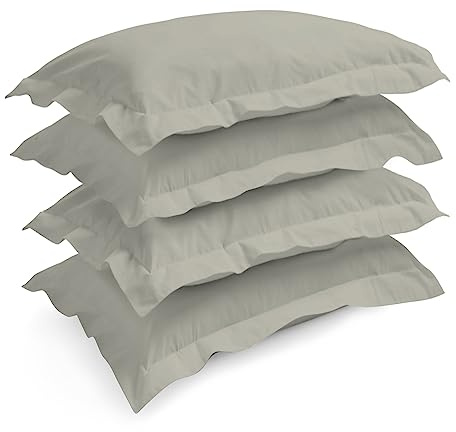 Pizuna Silver Pillow Cases 4 Pack Cotton 400 Thread Count 50 x 75 cm | 100% Long Staple Combed Silver Cotton Pillow Cases pack of 4 Sateen Weave Pillow Case x (Cooling Pillowcases)