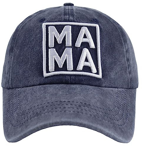 MANMESH HATT Mama Hut für Frauen, Vintage Washed Embroidered Mom Life Mommy Baseball Cap für Mama Oma, Marineblau, Einheitsgröße