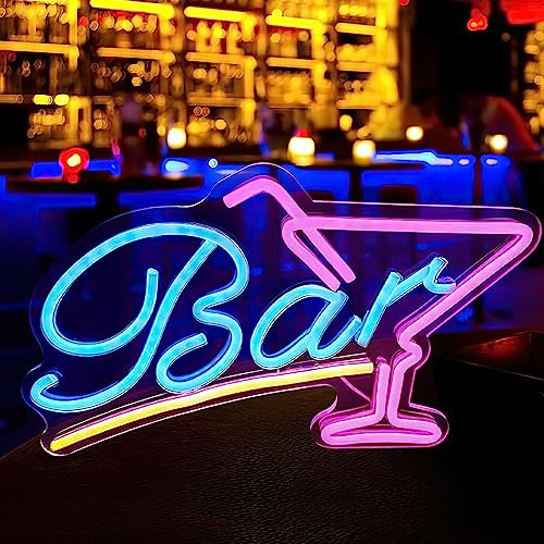 Lotvic Insegna Luminosa Cocktail, Insegna Neon LED Cocktail Bar, Luce per Insegne al Neon a LED, Insegne Luminose Bar, Alimentata da USB Insegne Luminose Neon per Camera da Letto Bar Club