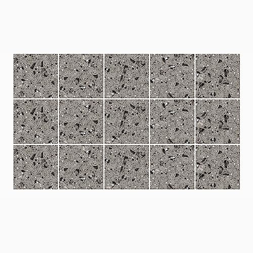 Ulticool Dekoration Aufkleber Fliesen - Graniteffekt Terrazzo Zubehör Grau Schwarz - 15x15cm - 15 Stück Selbstklebende Klebefolie - Rückwand für die Wand Badezimmer - Küchenwand Küche - Abwaschbar