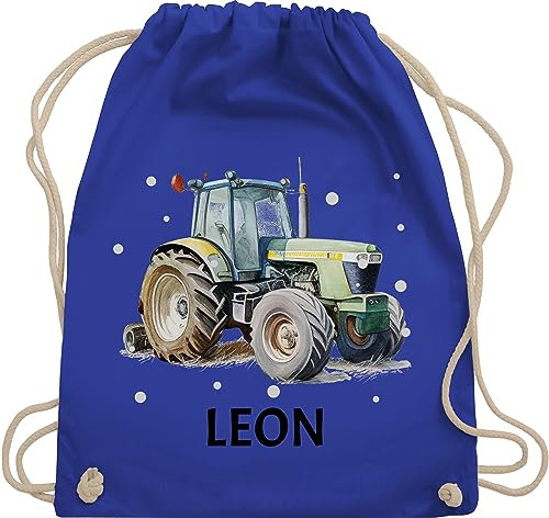 Turnbeutel Rucksack - Trecker Name I Trecker Fan I Traktor Geschenk personalisiert I Geschenk Landwirt - Unisize - Royalblau - sporttasche kindergarten jungen stoffbeutel wechselkleidung traktoren