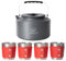 Bulin Camping Wasserkessel Größer Kaffeekanne Wasserkocher 2-3 Personen Kochen Leicht Faltbar Dauerhaft Alu Wasserkocher Teekanne Tragetasche (2.2L-4 Becher Rot)
