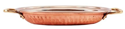 1 x indische Karahi-Kupferpfanne mit massivem Messinggriff für Müsli, Suppe, gekochte Speisen, Partygerichte, Kadhai aus Stahl, 21,6 cm (500 ml)