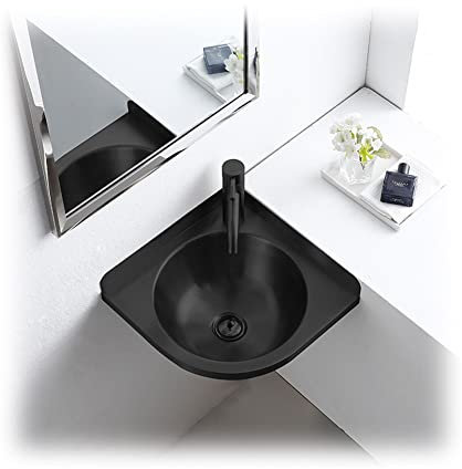 Fregadero de un Seno, Fregadero de Esquina de Acero Inoxidable Fregadero de baño Fregadero de Esquina de Montaje en Pared Fregadero pequeño con Grifo para Cocina, baño, Dormitorio