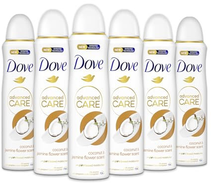 Dove Advanced Care Go Fresh Deodorant Spray Kokosnuss und Jasminblüten, feuchtigkeitsspendende und hautfreundliche Formel, ohne Alkohol, trockene Haut bis zu 72 Stunden, Deodorant für Damen und
