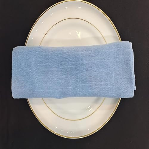 SYSUII 4 Stück Stoffservietten Leinenservietten,Weiches bequemes Baumwolle und Leinen Servietten Stoff43CM*43CM Wiederverwendbare Leinen-Servietten für Familienessen Hochzeiten Cocktail Küche -Blau