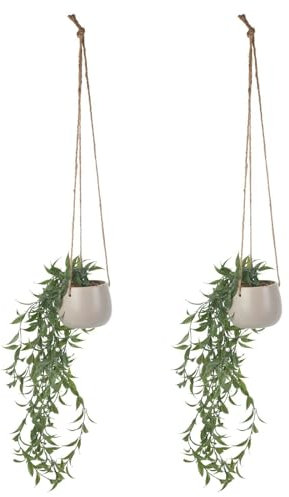 URBNLIVING Macetero colgante de macramé con cuerda de yute para interiores y exteriores