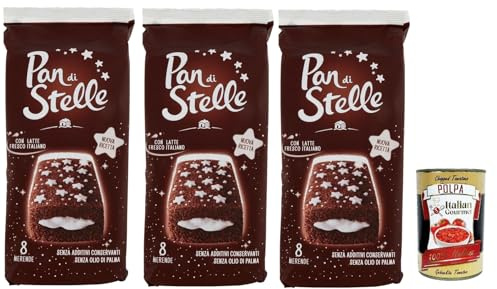 Italian Gourmet Merenda Cacao Crema Latte Kuchen Biskuit 3 x 280g Snack | Morbido panetto ripieno, süßer Pausengenuss mit Milchfüllung, Gesamtnettogewicht 840 g + Kostenlos Polpa 400g